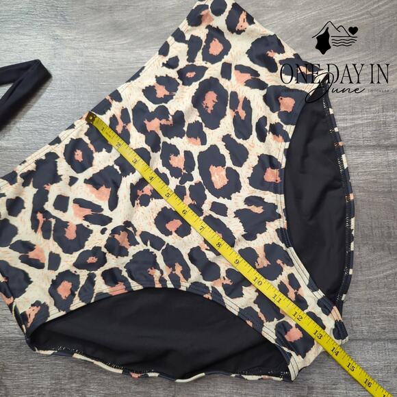 B2Prity Cross Front Tie Back Leopard Tankini Swimsuit Size XL - Picture 5 of 6